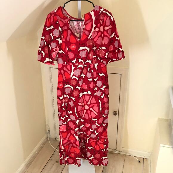 Rhode x Target NWT Women's Large Zinnia Floral Print Bell Sleeve Midi Dress 8 - Picture 9 of 13